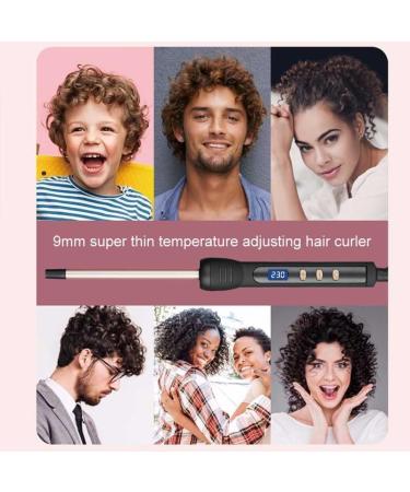 Curling Wand 9MM Thin Curling Iron Tight Curls LCD Display 100-230 C for All Hair Types Tourmaline Ceramic Barrel 30-Second Heat-Up Long&Short Hair Culer Pro Curling Tongs (Gold) - Buy Online on SooperMarket.com