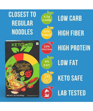 Ketolab Keto Noodles Spaghetti 300g 1 Pack 3.8g Net Carb & 11g High Protein/Serving Identical to Regular Noodles Ultra Low Carb For Keto Diet and Weight Loss Off-white 300.00 g (Pack of 1) - Buy Online on SooperMarket.com