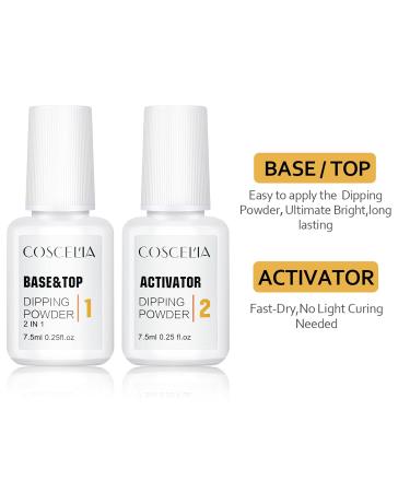 COSCELIA Nail Dipping Powder Set - 4pcs with 2 in 1 Top & Base Coat Dipping Powder Activator - Perfect for Salon Quality Nails | International Shipping - Buy Online on SooperMarket.com