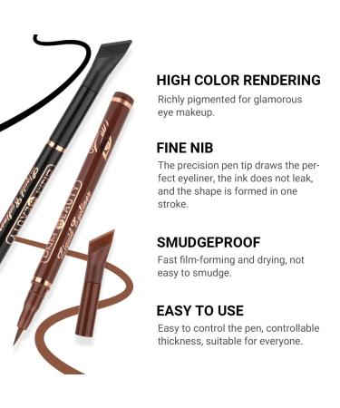 3Pcs Waterproof Wing Eyeliner Stamp Set - Black, Brown, Red Brown Liquid Eye Pencil Makeup Sets | Colored Eye Liners Stamps Shapes | Long-Lasting Delineador de Ojos contra el Agua - Buy Online on SooperMarket.com