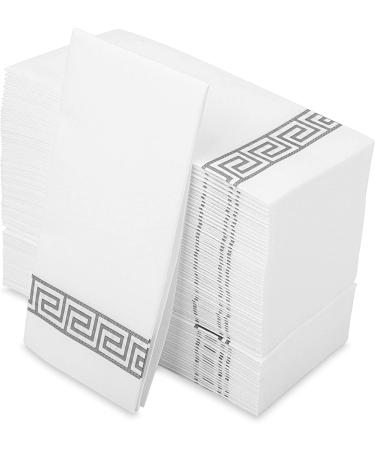 LEKOCH 100 PCs disposable napkins white with gray design air laid fabric-like napkins for wedding premium quality 43x30 cm gray degsin 2-100PCs