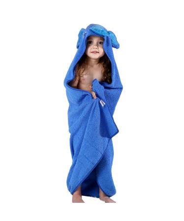 COOKY.D Premium Cotton Cute Animal Face Hooded Baby Bath Towel for Baby Girls Boys 90x90cm(0-6 Years Old) Blue Elephant Blue-elephant