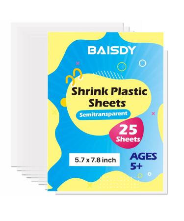 BAISDY 25Pcs Shrink Plastic Sheets for Crafts Heat Shrink Paper for Crafts Kids DIY Jewelry Making  14.5x20cm