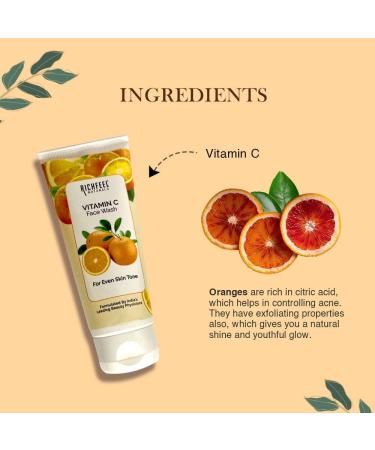 Richfeel Vitamin C Face Wash | All Skin Types | Glowing & Brightening | Refreshing | Paraben & Sulphates Free | Face Wash for Women & Men | 100 ml - Buy Online on SooperMarket.com