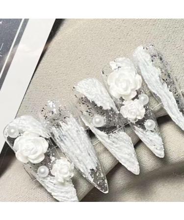 Temperament-enhancing manicure handmade camellia plaster manicure wearing nail patch European and American bride manicure.(M)
