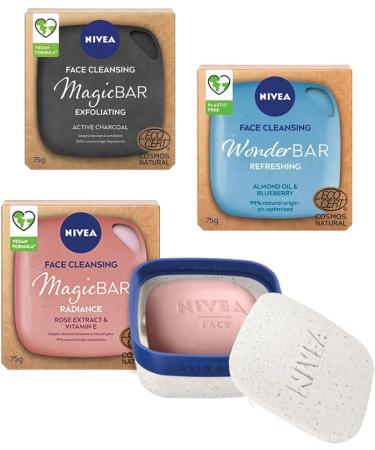 NIVEA MagicBAR Radiance Face Cleansing Bar (75g) Face Cleanser with Rose and Vitamin E Plastic-Free Facial Cleansing Bar Facial Cleanser Recyclable Packaging Face Wash - Buy Online on SooperMarket.com