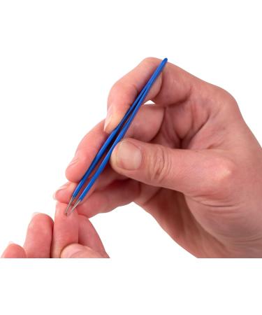 FAUDE Pointed Tweezers for Splinters & Ingrown Hairs - Precision Stainless Steel 10cm (Blue) | International Shipping - Buy Online on SooperMarket.com