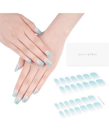 DANNI & TONI Salon-Quality Gel Nail Wraps (Pastel Peridot) - 28 Semi-Cured Self-Adhesive Stickers for Manicure - Blue and White Gradient Design - Buy Online on SooperMarket.com