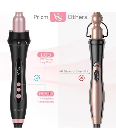 Prizm Pro Clamp Curling Iron Set 5 Interchangeable Barrels 11 Adjustable Temp Dual Voltage Rose Pink Perfect for Travel & Beautiful Curls - Buy Online on SooperMarket.com