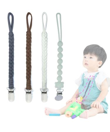 DKDDSSS 4PCS Pacifier Chain Cotton Pacifier Strap Baby Pacifier Chain Clip for Girls and Boys