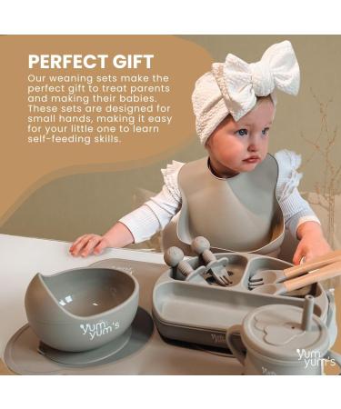 Yum Yum's Baby Weaning Set - 10pc Silicone Feeding Set with Suction Bowl, Spoon, Fork & Cup | Baby Gifts & Presents - Buy Online on SooperMarket.com