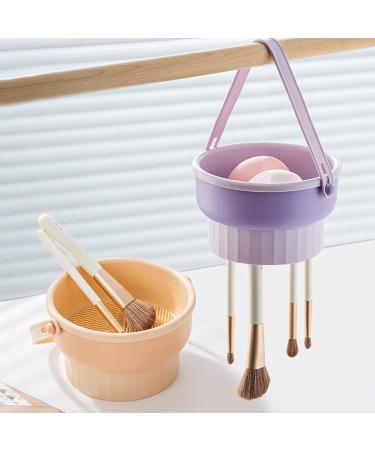 AWOCAN 3-in-1 Makeup Brush Cleaner Bowl Foldable Portable Cleaning Tool for Brushes Powder Puffs Sponges (beige) - Buy Online on SooperMarket.com
