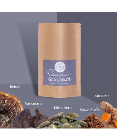 MycAni Graubart - Natural & Plastic-Free Medicinal Mushroom Herbs for Senior Dogs - Reishi Cat's Claw & Turmeric - Buy Online on SooperMarket.com