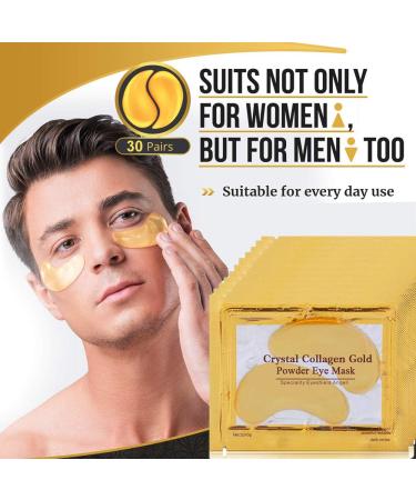 30 Pairs Gold Under Eye Patches with Collagen Treatment for Dark Circles and Wrinkles - Anti-Aging Eye Gel Pads for Women and Men - Buy Online on SooperMarket.com