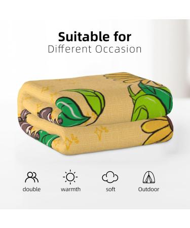 YYHHAOFA Sunflower Seeds and Sunflowers Prints Flannel Blanket 66x90 in Thick : Skin-Friendly Warm and Comfortable Easy Care and Durable Black Thick - Buy Online on SooperMarket.com