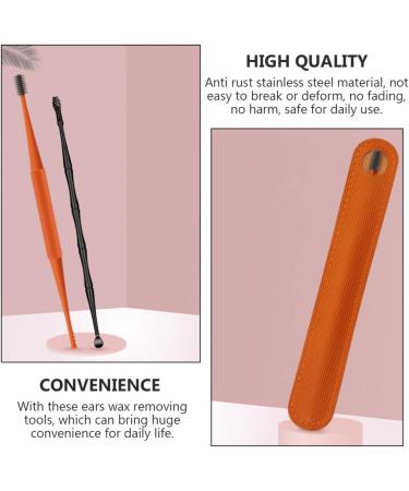 Professional Double-End Earwax Removal Tool Set - Spiral Remover with Storage Pick - Orange Dark Grey - 4 Sets - Buy Online on SooperMarket.com