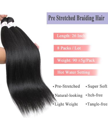 Leeven 8 Packs Pre Stretched Braiding Hair 26 Inch Yaki Texture Red Brading Hair Extensions for Box Braids Red Crochet Hair Extensions for Braiding/Red 26 Inch (Pack of 8) RED - Buy Online on SooperMarket.com