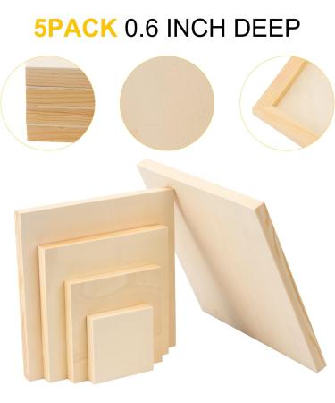 5-Piece Square Unfinished Wood Canvas Panel Boards for Painting and Home Decor - Buy Online on SooperMarket.com