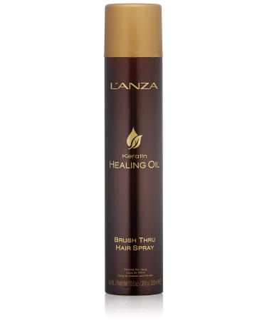 L ANZA Keratin Healing Oil Brush Thru Hairspray with Medium Hold Effect   For a Shiny Finishing and a Long lasting look  With Triple UV and heat Protection| Suitable For All Hair Types (10.6 Fl Oz)