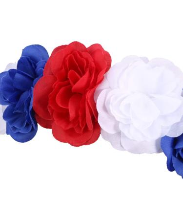 minkissy Rose Flower Headband Day of the Dead Headpiece Wedding Festival Headband for Christmas Halloween (Red White Blue) - Buy Online on SooperMarket.com