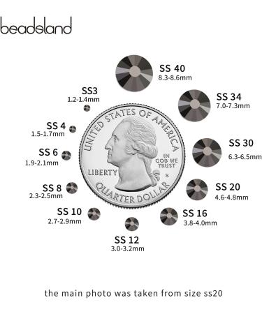 Beadsland 1440pcs Flat Back Rhinestones - SS16 Hematite Nail Crystals (3.8-4.0mm) for Stunning Nail Art - Buy Online on SooperMarket.com