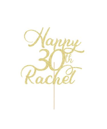 Personalised Happy Birthday Cake Topper Custom Birthday Cake Toppers Gifts for Women Men with Any Age & Name Double Sided Cake Topper for 18th 21st 30th 40th Cake Decorations (Champagne Gold)