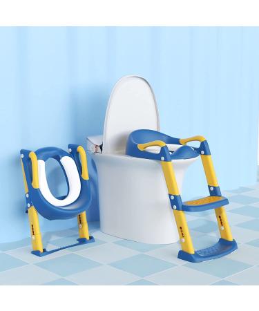 YMINA Potty Training Seat with Step Stool Ladder for Boys Girls - Blue, Foldable, Adjustable, Anti-Slip Pad - Kids Toilet Seat with Handles & Splash Guard - Buy Online on SooperMarket.com