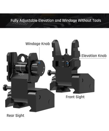 Feyachi Front and Rear Backup Iron Sights - Best Flip Up Iron Sights Set in Black - Buy Online on SooperMarket.com