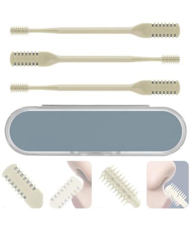 LIEUDAGE Nose Trimmers Compact Manual Battery-Free Waterproof Painless with Sharpen Dual-Edged Blades Nose Hair Scissors for Men Soft Silicone Bristle Clean Nostril After Trimming