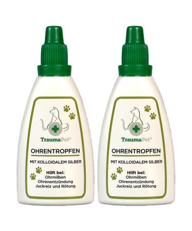 Traumapet 2x ear drops colloidal silver for dog and cat 2x 50ml |E ear cleaner for dogs and cats benefit pack 2x 50 ml of ear drops