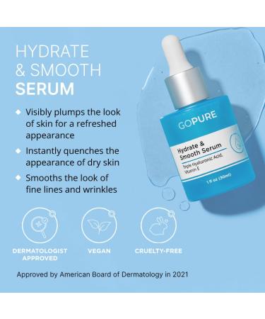 goPure Actives Hyaluronic Acid Serum with Vitamin E - Natural Glow & Hydration - Anti-Aging Brightening Serum for Firmer Smoother Skin - 1 fl oz - Buy Online on SooperMarket.com