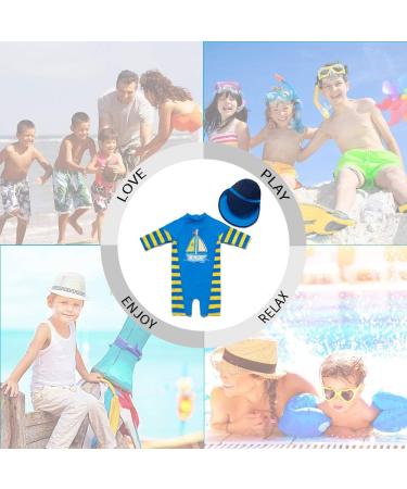 UPF 50+ Baby Boy Swimwear Set with Sun Hat | 18-24 Months Sailboat Design - Buy Online on SooperMarket.com