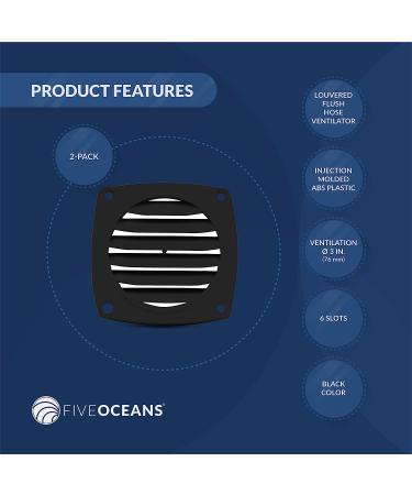 Five Oceans Air Louvered Flush Thru Vent 3 White/Black - Pack of 2 - Buy Online on SooperMarket.com