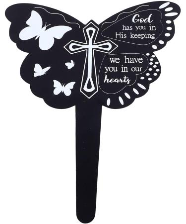 Memorial Stake Plaque Markers Graveyard Decoration Garden for Butterfly Black Plaques - Buy Online on SooperMarket.com