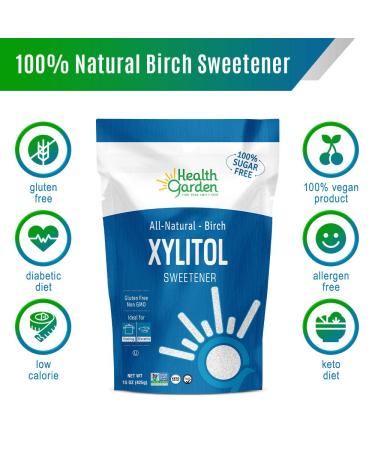 Health Garden Birch Xylitol Sweetener - Non GMO - Kosher - Made in USA - Keto Friendly - 2 Pack (1 lb Each) - Buy Online on SooperMarket.com