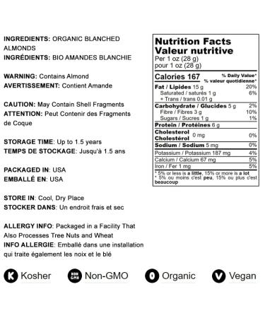 Organic Blanched Sliced Almonds 1.5 lbs - Non-GMO, Raw, Unsalted, Vegan, Keto, Paleo - High Protein & Fiber, Vitamin E, Copper, Manganese - Bulk Almonds for Cooking - Buy Online on SooperMarket.com