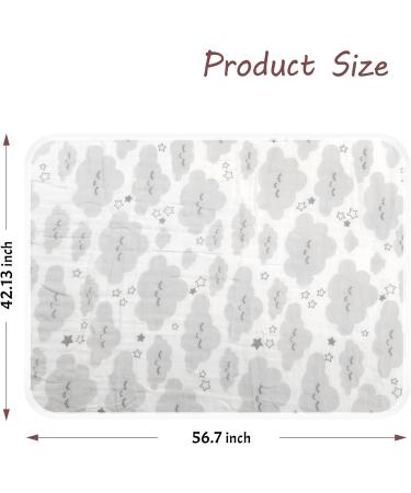 Miracle Baby Muslin Swaddle Blanket | 110x150cm | 115x150cm | Clouds Print | Cotton Summer Blanket | Boys Girls (Two Layers) - Buy Online on SooperMarket.com