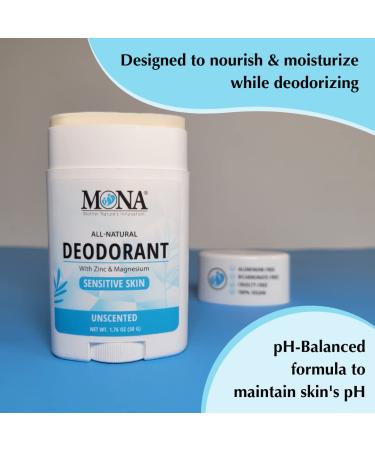 MONA BRANDS All Natural Deodorant For Women & Men | For Sensitive Skin | No Aluminum or Baking Soda | (UNSCENTED 1.76 Oz) - Buy Online on SooperMarket.com