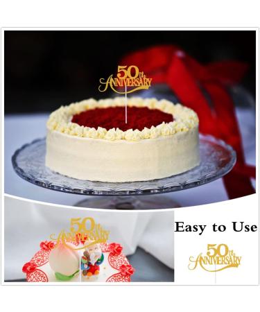 KREDHONG Golden Wedding Cake Topper 50th Anniversary Cake Topper Golden Wedding Anniversary Decorations for 50th Birthday Wedding Anniversary Decorations - Buy Online on SooperMarket.com