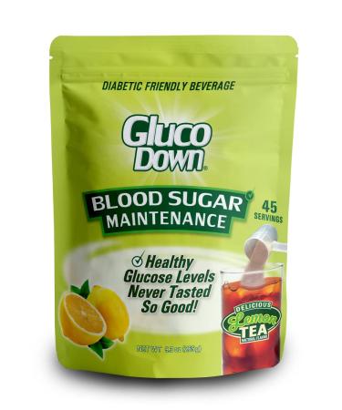 GLUCODOWN, Maintain Healthy Blood Sugar, Delicious Lemon Tea Mix, Diabetic Friendly, 45 Servings, Resealable Package.