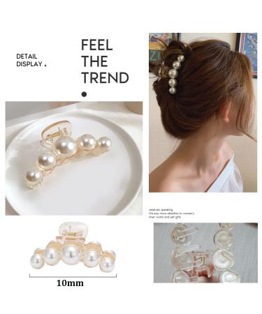 White Large Pearl Hair Claw Clips - Strong Hold Barrettes for Women | Ideal for Daily, Birthday, Wedding Wear | Nonslip Hair Accessories for Thick or Thin Hair - Buy Online on SooperMarket.com