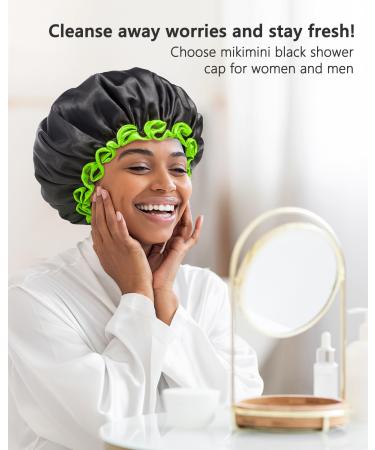 Mikimini Black Shower Hood for Women Men & Girls 2-Pack Reusable Waterproof Bathing Hood with Soft PEVA Lining Stretchy Medium Black & Green - Buy Online on SooperMarket.com