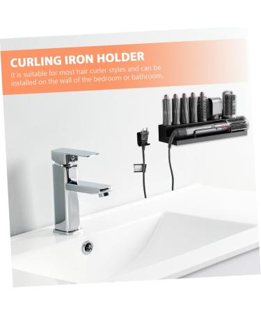 FOYTOKI Curling Iron Rack Hair Curler Holder Wall Mounted Curler Holder Kickstand Black Stainless Steel - Buy Online on SooperMarket.com