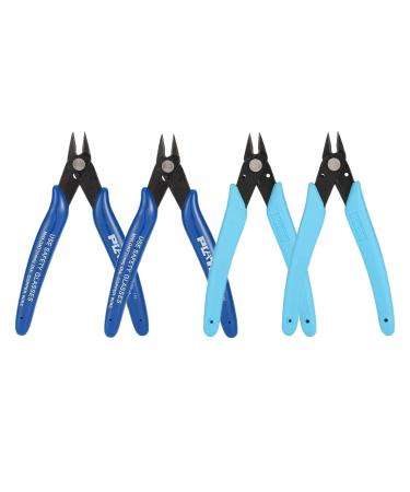 CYH Mini Wire Cutters - 4 Pcs Snips Cutter - Side Cutters Electrical Wire Cable Cutters - Flush Cutters with Non-Slip Soft Handle - for Jewelry Craft DIY Model-Making Light Blue