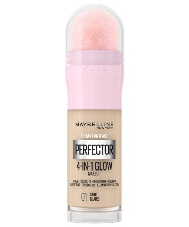 Maybelline New York 4-in-1 make-up with concealer bb cream highlighter and primer for a perfect complexion foundation with a light coverage instant Perfector Glow No. 01 Light 20 ml No. 01 Light 20 ml (1 Pack)))