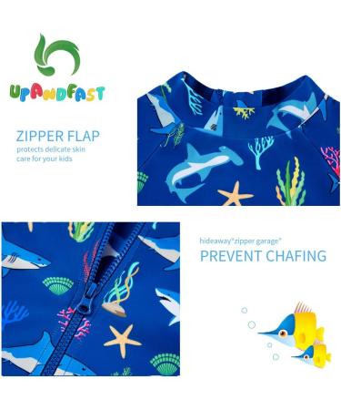 UPF 50+ Blue Shark Baby Swimsuit | Snap Bottom | 6-9 Months - Buy Online on SooperMarket.com
