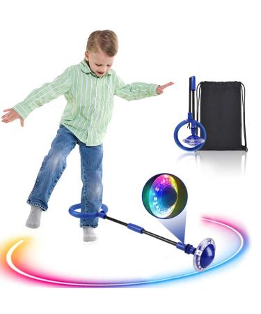KQPIINW Kinder flashing jump ring swing Wheel with light wheel ankle leap ball glowing jumping ball flashing jumpball toy for children and adults (blue)