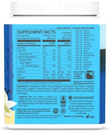 Sunwarrior Warrior Blend Organic Plant-Based Protein - Berry Flavor, 13.2 oz (375 g) - Buy Online on SooperMarket.com