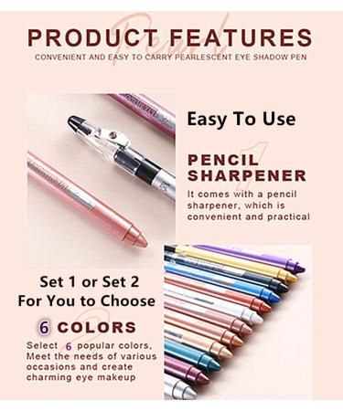 Go Ho 6 PCS Shimmer Cream Eyeshadow Sticks Set - Easy to Color Eye Makeup with Sharpener - Buy Online on SooperMarket.com
