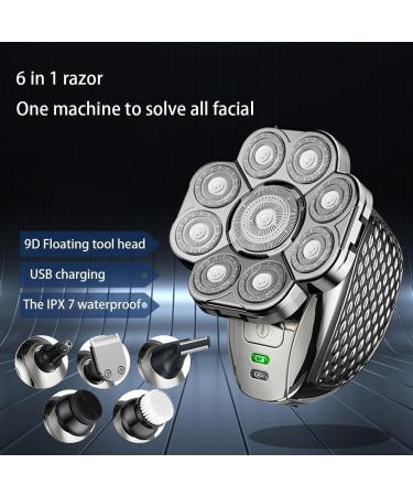 GeRRiT 6-in-1 Electric Shaver for Men | Bald Head Beard & Nose Hair Trimmer | 9 Blades Rechargeable Razor - Buy Online on SooperMarket.com